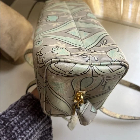 Prada Saffiano Leather Green Bauletto Bag - Picture 15 of 16